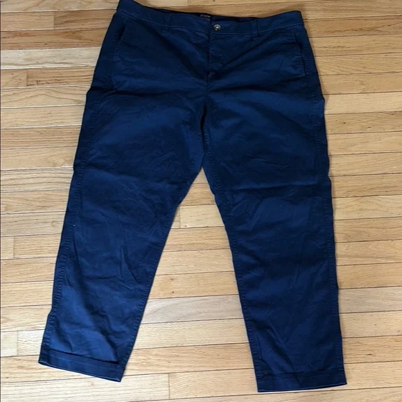 J Crew factory girlfriend high-rise chino navy blue size 16 flat front w/pockets - Picture 1 of 8
